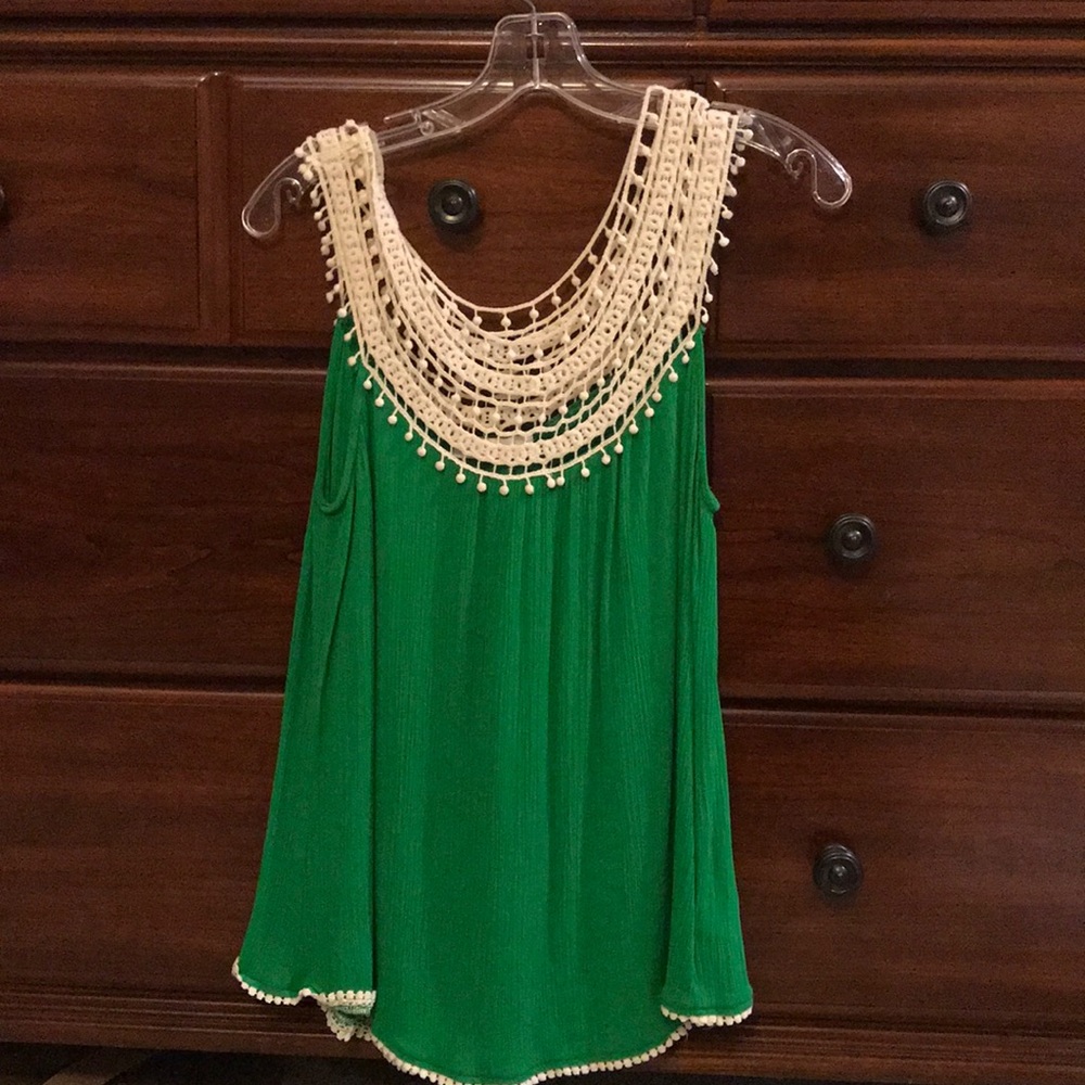Green lace tank